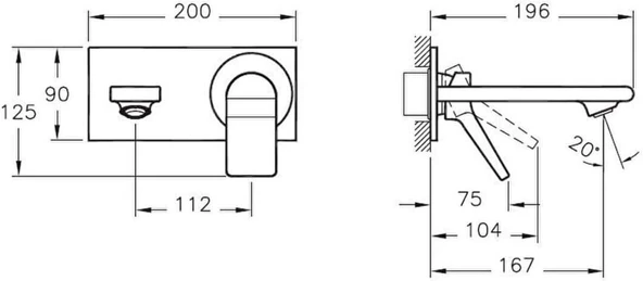VitrA Memoria A42345 Ankastre Lavabo Bataryası, Sıva Üstü, Krom - 3
