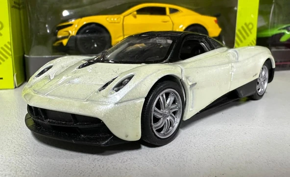 Oyuncak Metal Model Araba 1/36 Çek Bırak Bej Pagani Huayra - Resim 4