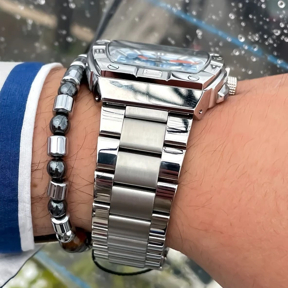 Daniel Klein DKE.1.13756.8 Gümüş Siyah Fonksiyonlu Supersport Köşeli Kavisli Oval Dikdörtgen Erkek Kol Saati - 4