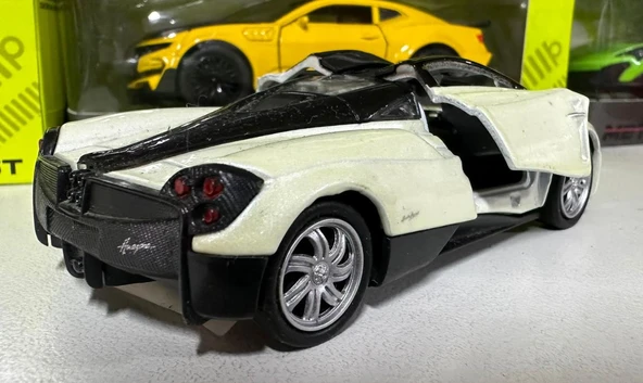 Oyuncak Metal Model Araba 1/36 Çek Bırak Bej Pagani Huayra - Resim 3