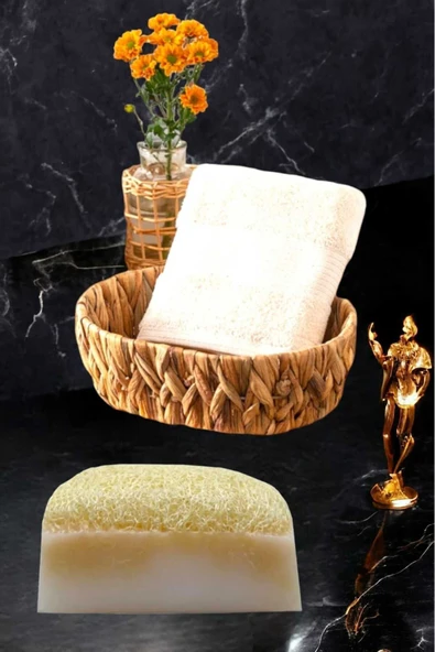 2li Set %100 Doğal Kabak Lifli Eşek Sütü Beyazlatıcı Sabun El Yüz Kurulama Havlu - 4