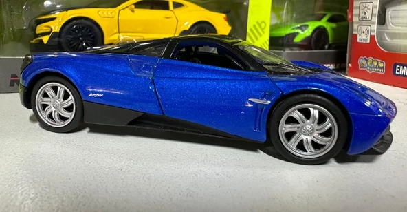 Oyuncak Metal Model Araba 1/36 Çek Bırak Mavi Pagani Huayra - Resim 3