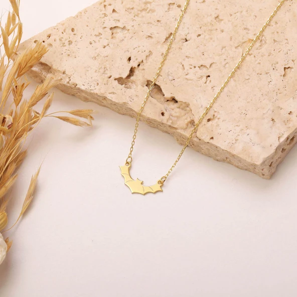 925 Ayar Gümüş Halloween Cadılar Bayramı Yarasa Kolye - Resim 3