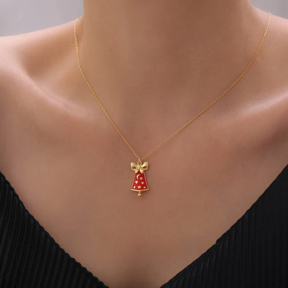 925 Ayar Gümüş Yılbaşı Hediyesi Mineli Çan Kolye ürün görseli