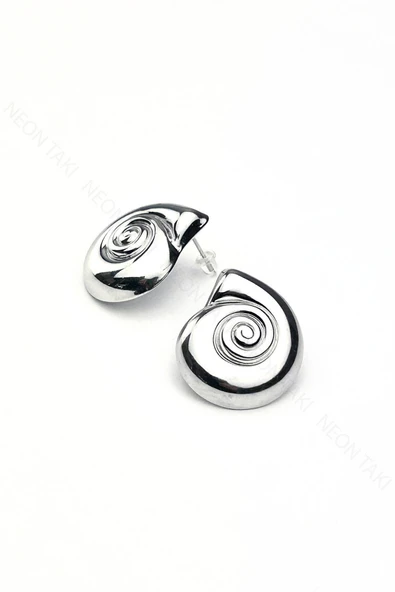 Küpe, Kararmayan Paslanmaz Çelik, Sarmal, Gümüş Renk, Model656 - Resim 3