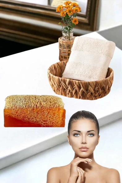 2li Set %100 Doğal Kabak Lifli Ballı Sabun El Yüz Kurulama Havlu - 4