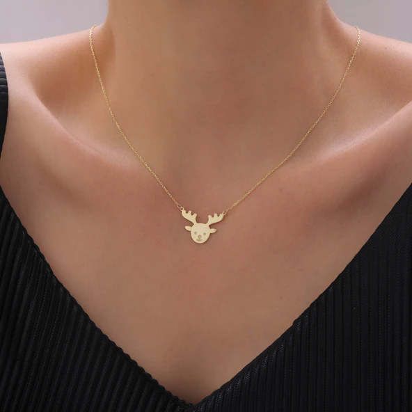 925 Ayar Gümüş Yılbaşı Geyik Kolye ürün görseli