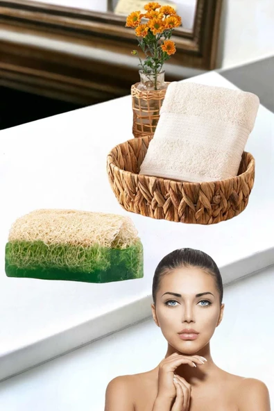 2li Set %100 Doğal Kabak Lifli Aloe Vera Sabun El Yüz Kurulama Havlu - 3