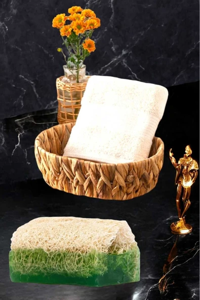 2li Set %100 Doğal Kabak Lifli Aloe Vera Sabun El Yüz Kurulama Havlu - 6