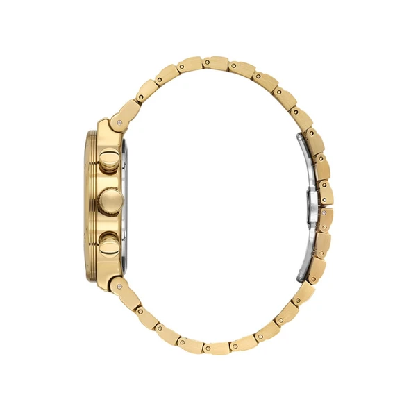 Daniel Klein DKE.1.13996.6 Altın Gold Beyaz Aktif Fonksiyonlu Çizgili Premium Kadran Çelik Kordonlu Erkek Kol Saati - Resim 2