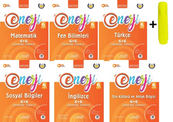 Palme 6.Sınıf Enerji 6+6 Matematik Fen Türkçe Sosyal İngilizce Din Deneme Sınavı Yeni ürün görseli