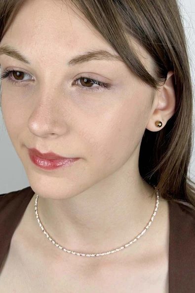 Beyaz ve Sarı Renk Boncuklu Kolye 429 - 2