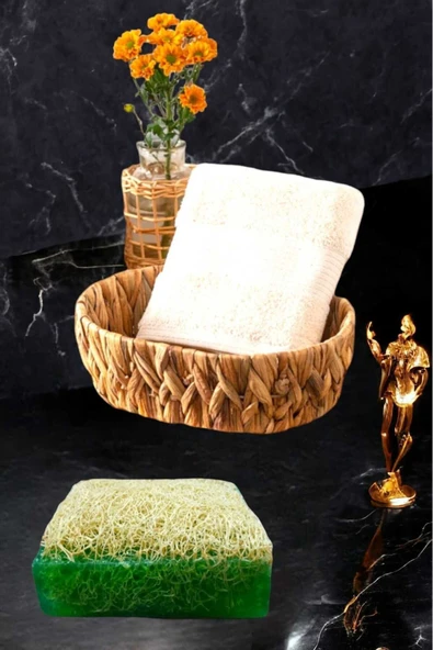 2li Set %100 Doğal Kabak Lifli Çay Ağacı Sabun El Yüz Kurulama Havlu - 3