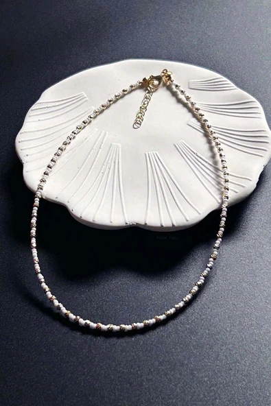 Beyaz ve Sarı Renk Boncuklu Kolye 429 - 4