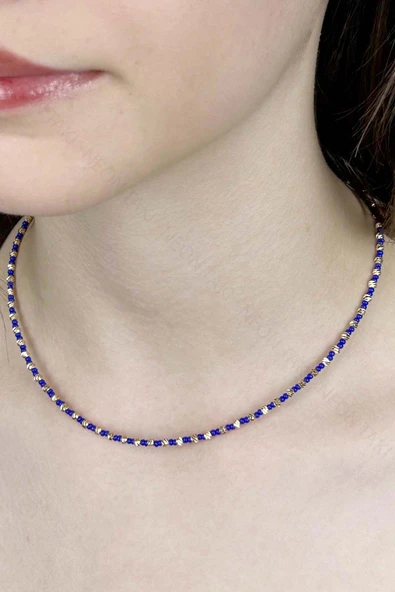 Mavi ve Sarı Renk Boncuklu Kolye 430 - 5