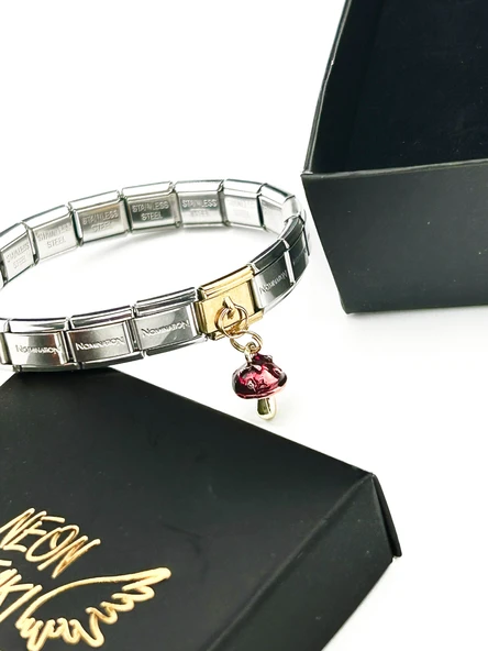 Charm, İtalyan Bileklik için, Kararmayan, Mantar, BİLEKLİK DAHİL DEĞİL, Altın Renk, Model34 - Resim 2