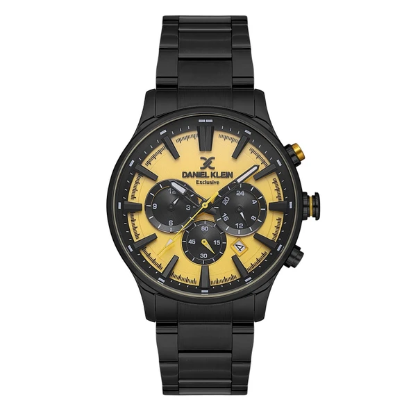 Daniel Klein DKE.1.13643.5 Sarı Siyah Chronograph Takvimli Çelik Kordonlu Erkek Kol Saati