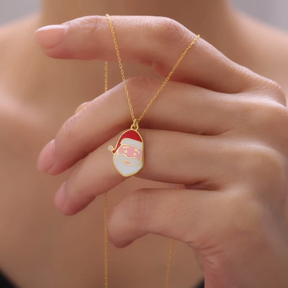 925 Ayar Gümüş Yılbaşı Hediyesi Noel Baba Kolye ürün görseli