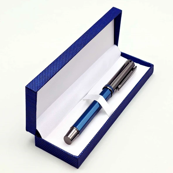 Öğretmene Hediye Kutulu Kalem Mavi ürün görseli