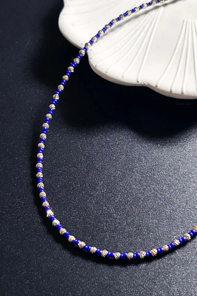 Mavi ve Sarı Renk Boncuklu Kolye 430 - 7