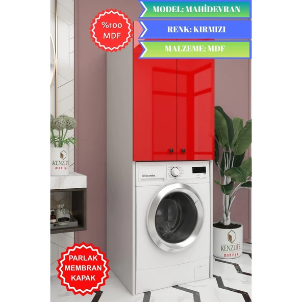 Kenzlife membran çamaşır-kurutma-bulaşık makinesi dolabı mahidevran krmbyz düz 180*70*60 mebran kapak mdf gövde ürün görseli