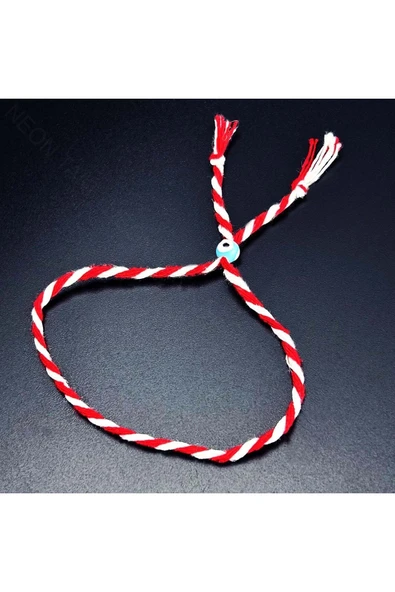 Marteniçka Bileklik, İp, Boncuk Turkuaz Renk, Kırmızı Renk, Model3 - Resim 3