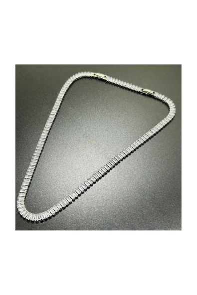 Kolye, Zirkon Taşlı, Kararmayan Paslanmaz Çelik, Su Yolu, Gümüş Renk, Model106 - Resim 3