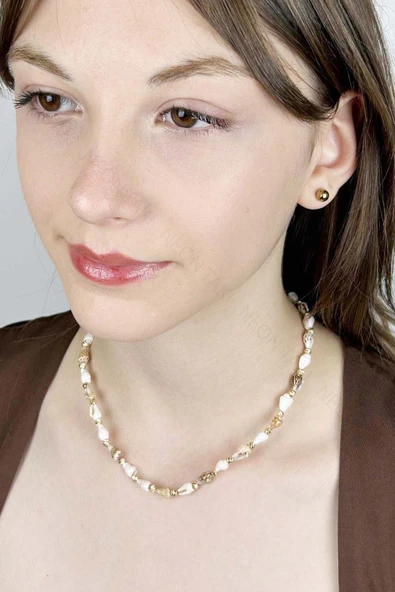 Deniz Kabuğu Kolye 425, Bej - Beyaz - 2