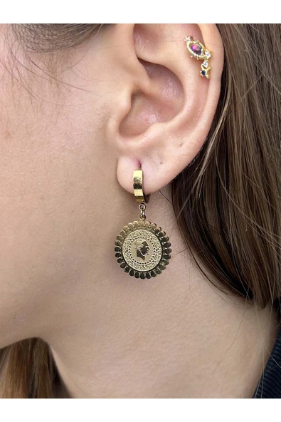 Küpe, Kararmayan Paslanmaz Çelik, Ata Model Reşatlı, Altın Renk, Model220 ürün görseli 1