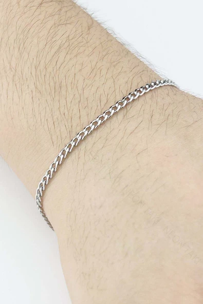 Bileklik Erkek, Kararmayan Paslanmaz Çelik, Gümüş Renk, Model497 ürün görseli 1