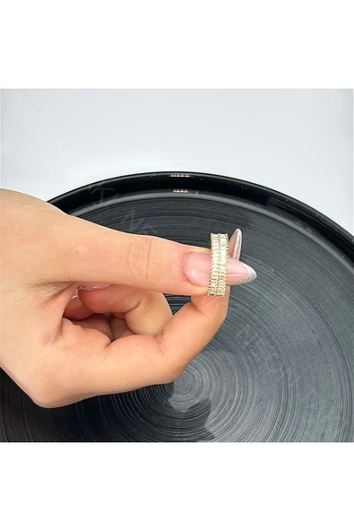 Zirkon Taşlı Yüzük 23, Altın Renk, Ayarlanabilir - 2