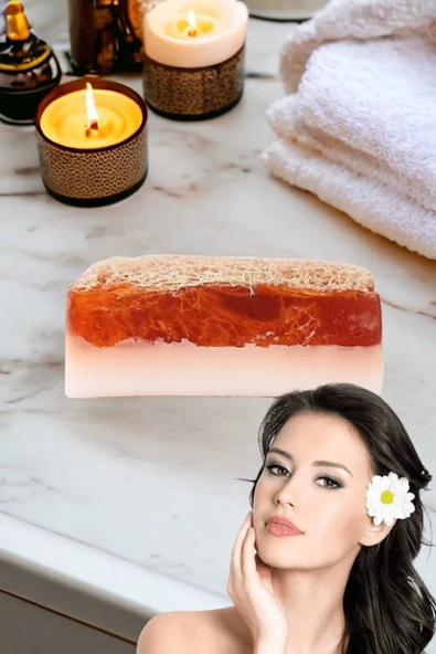 %100 El Yapımı Doğal Kabak Lifli Keçi Sütü Çilek Sabun 120 Gr - 3