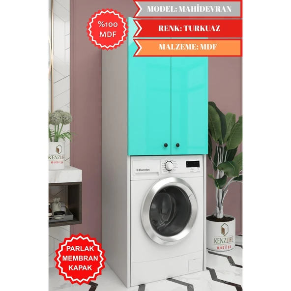Kenzlife membran çamaşır-kurutma-bulaşık makinesi dolabı mahidevran trkbyz düz 180*70*60 mebran kapak mdf gövde ürün görseli
