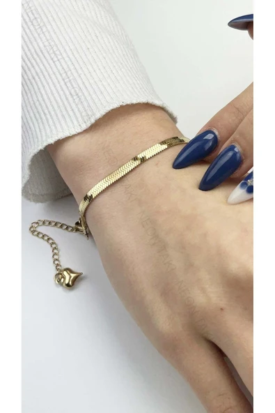 Bileklik, Kararmayan Paslanmaz Çelik, İtalyan Zinciri, Altın Renk, Model126 ürün görseli 1