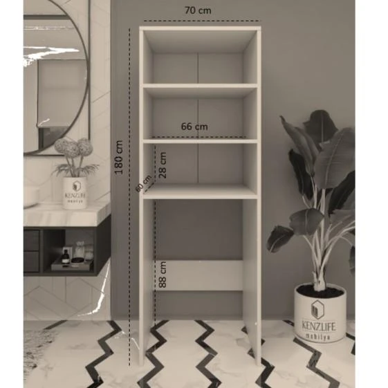 Kenzlife membran çamaşır-kurutma-bulaşık makinesi dolabı mahidevran khvbyz düz 180*70*60 mebran kapak mdf gövde - Resim 3