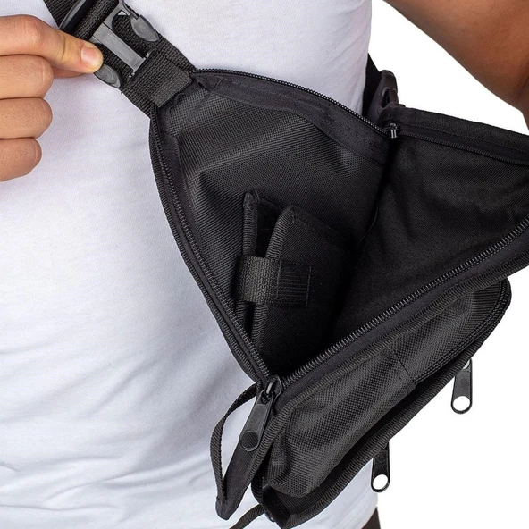 Lederax Motorcu Çok Cepli Bacak Çantası LD338 - Resim 7