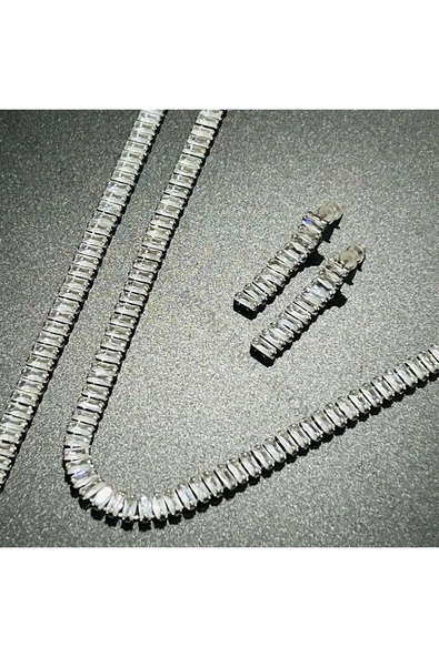 Su Yolu, Zirkon Taşlı, Kolye, Bileklik Ve Küpe Seti 27, Kasa Gümüş Renk - 3