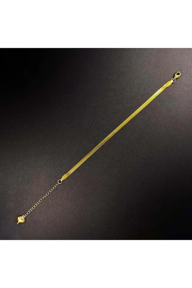 Bileklik, Kararmayan Paslanmaz Çelik, İtalyan Zinciri, Altın Renk, Model126 - Resim 3