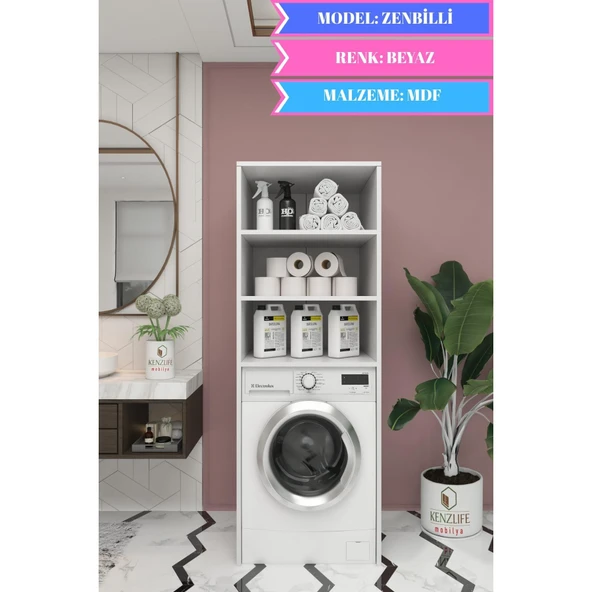 Kenzlife çamaşır-kurutma-bulaşık makinesi dolabı zenbillimdf byz 180*70*60 suntalam banyo % 100 full MDF ürün görseli
