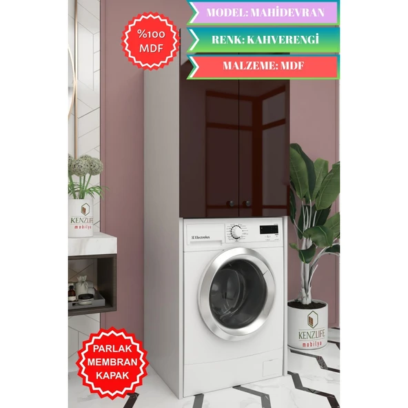 Kenzlife membran çamaşır-kurutma-bulaşık makinesi dolabı mahidevran khvbyz düz 180*70*60 mebran kapak mdf gövde ürün görseli