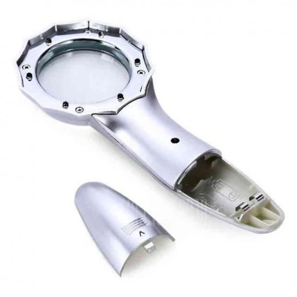 7X Büyüteç 6 Led Işık Aydınlatma 50Mm Optik Lens El Büyüteç - Resim 4