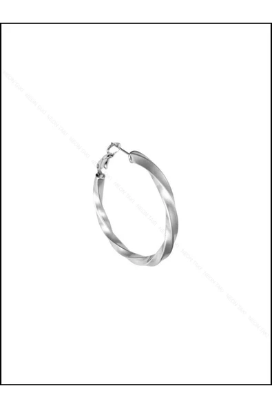 Küpe, Kararmayan Paslanmaz Çelik, Burgu, Halka Model, Gümüş Renk, Model371 - Resim 3