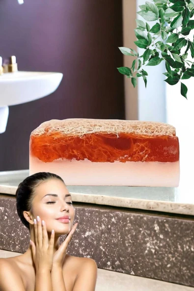 %100 El Yapımı Doğal Kabak Lifli Keçi Sütü Çilek Sabun 120 Gr - 4