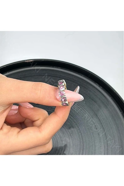 Yüzük, Zirkon Taşlı, Kararmayan Çelik, Kalp Detaylı, Ölçü Ayarlanabilir, Gümüş Renk, Model92 - Resim 2