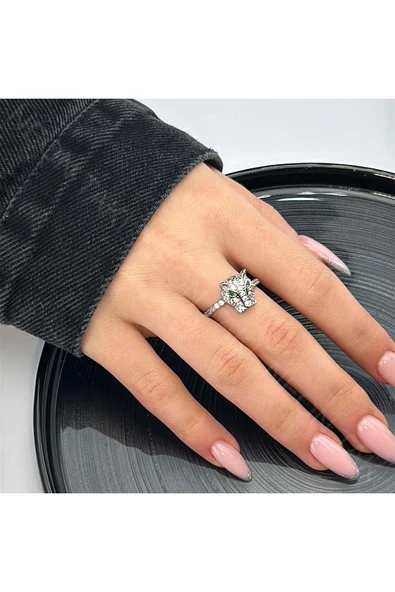 Yüzük, Zirkon Taşlı, Kararmayan Çelik, Ölçü Ayarlanabilir, Gümüş Renk, Model26 ürün görseli 1