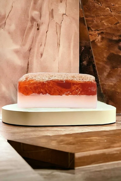 %100 El Yapımı Doğal Kabak Lifli Keçi Sütü Çilek Sabun 120 Gr - 5