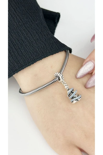 Charm, Kararmayan Çelik, Kül Kedisi, Büyülü An (BİLEKLİK DAHİL DEĞİLDİR!!), Gümüş Renk, Model35 - Resim 2