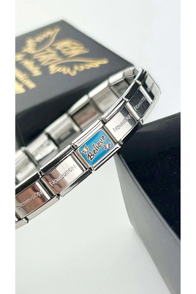 Charm, İtalyan Bileklik için, Kararmayan , İnanmak Yazan, BİLEKLİK DAHİL DEĞİL, Gümüş Renk, Model4 - Resim 3