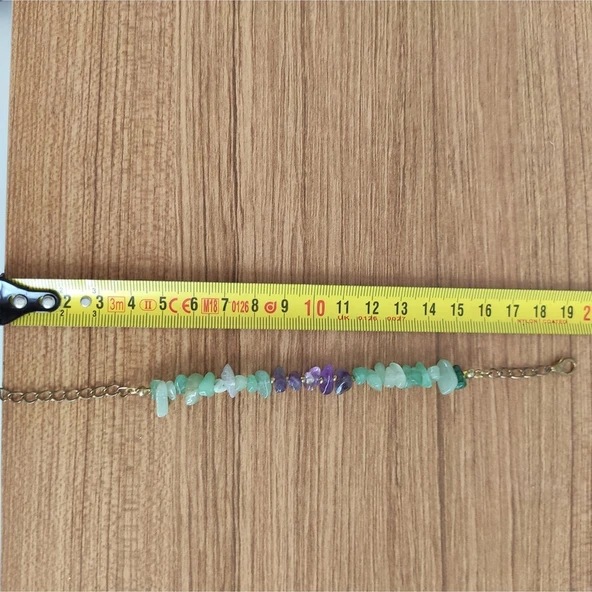 Aventurin & Ametist Doğal Taş Enerji Bilekliği - 5137 7 Çakra - Resim 2