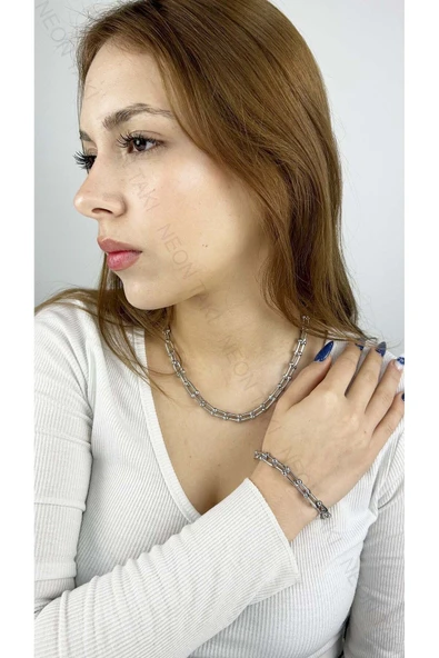 Tiff Model, Kolye Ve Bileklik Seti 31, Gümüş Renk - 1